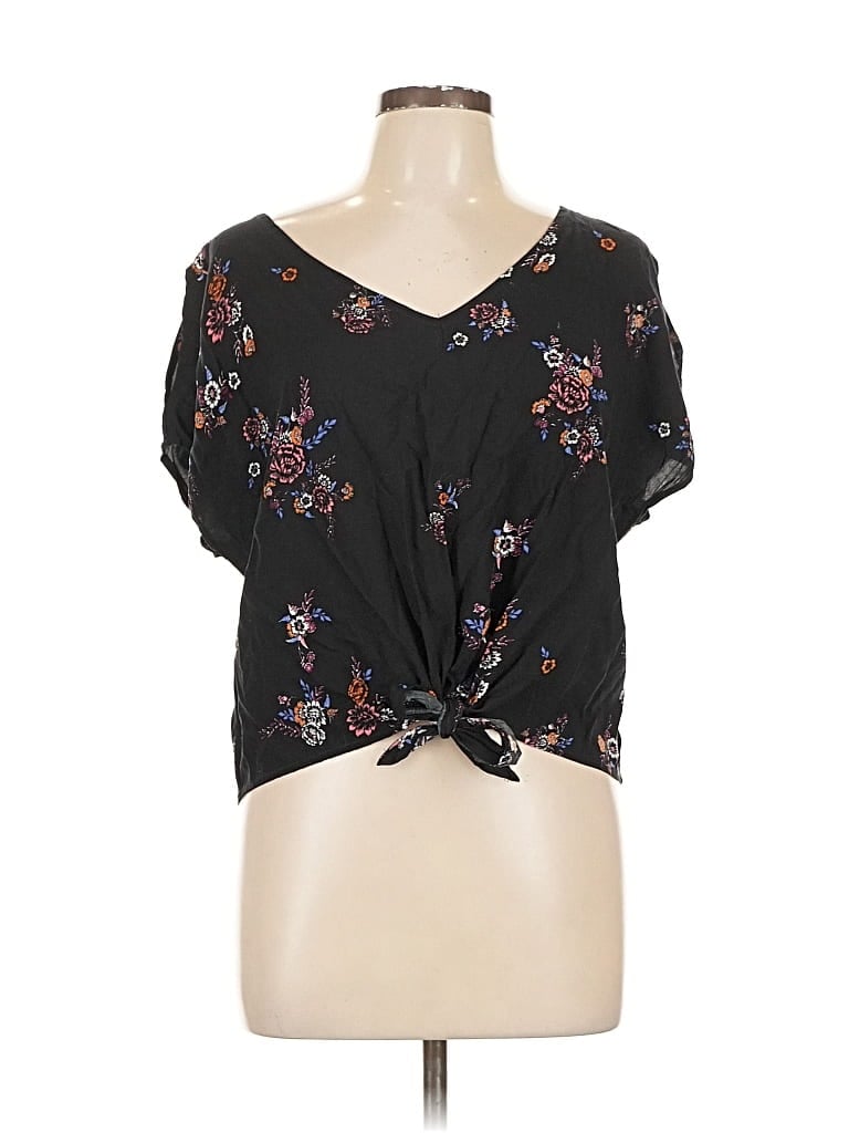Pre-owned Mudd Short Sleeve Blouse In Black