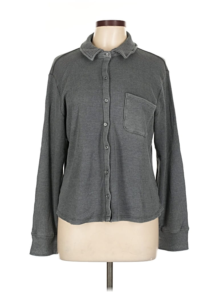 Pre-owned Gap Body Long Sleeve Button Down Shirt In Gray