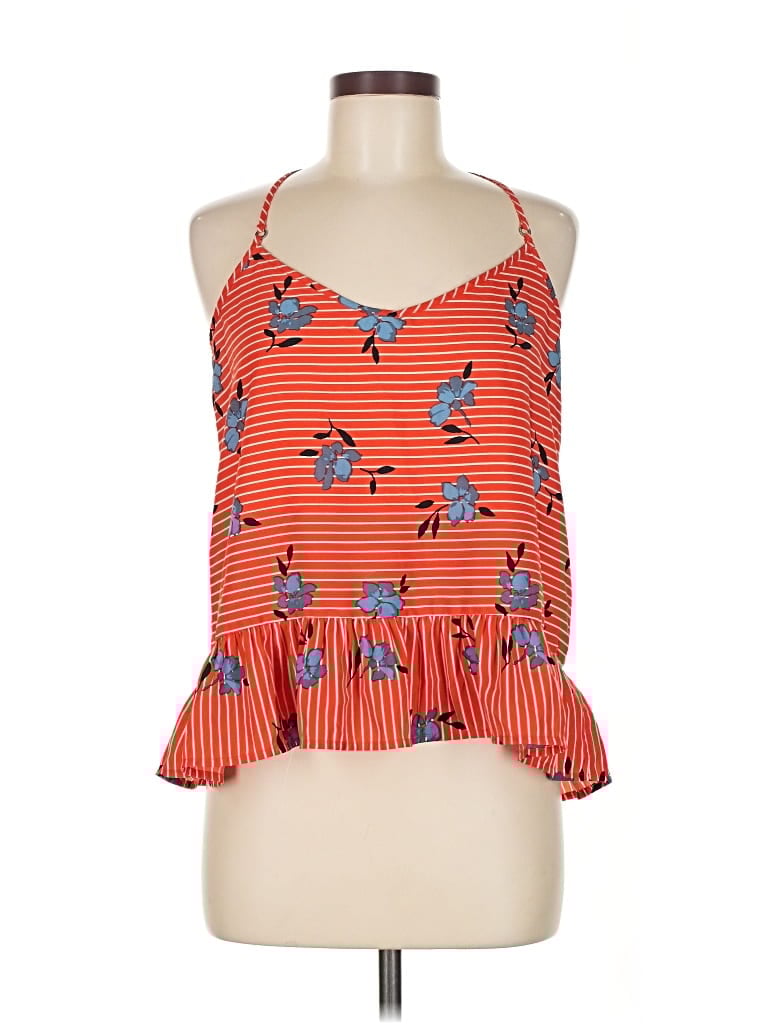 Pre-owned Abercrombie & Fitch Sleeveless Top Orange Halter Neckline Tops