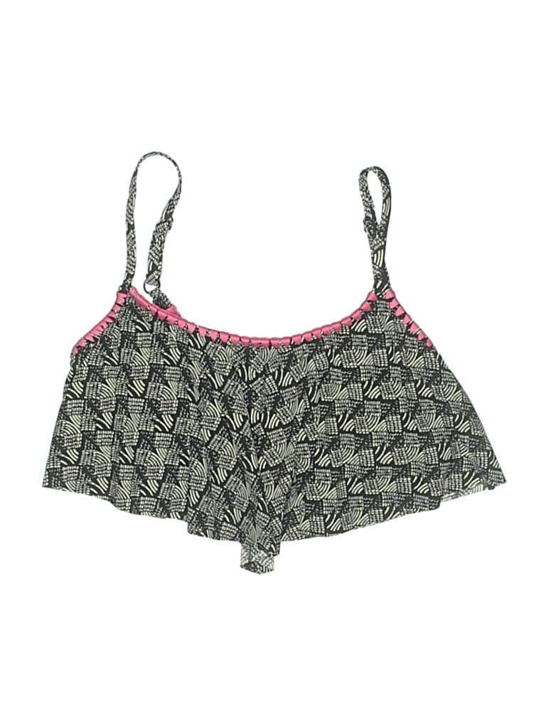 Pre-owned Kenneth Cole Reaction Swimsuit Top Gray Print Pattern Swimwear