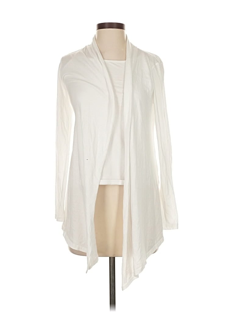Pre-owned Athleta Cardigan Sweater In White