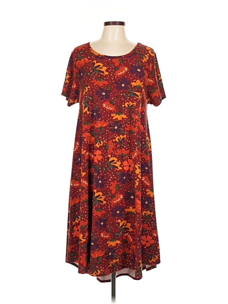 Pre-owned Lularoe Casual Dress In Burgundy
