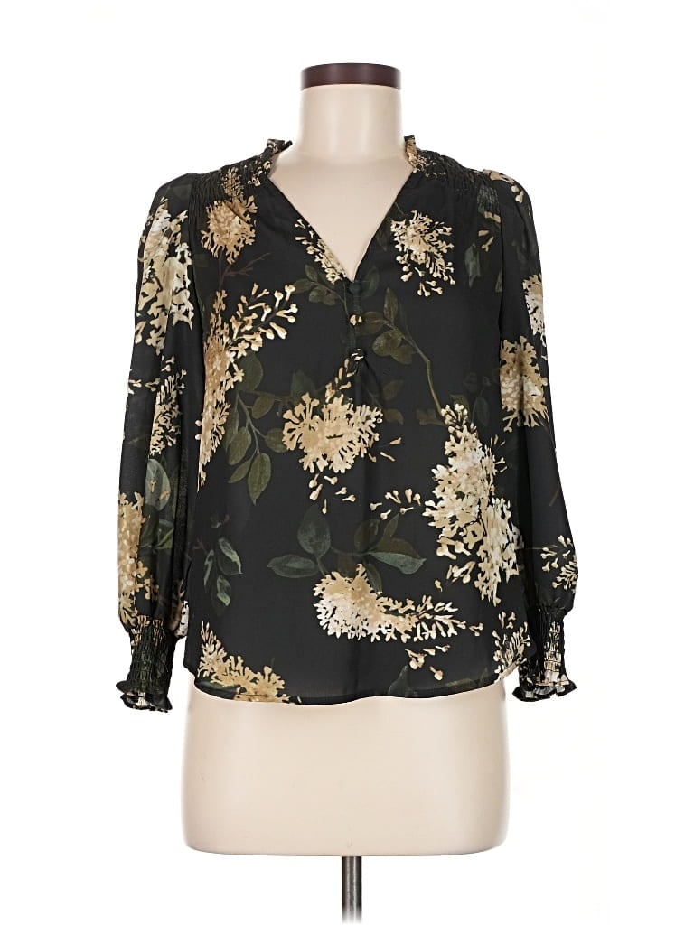 Pre-owned T Tahari Long Sleeve Blouse In Black