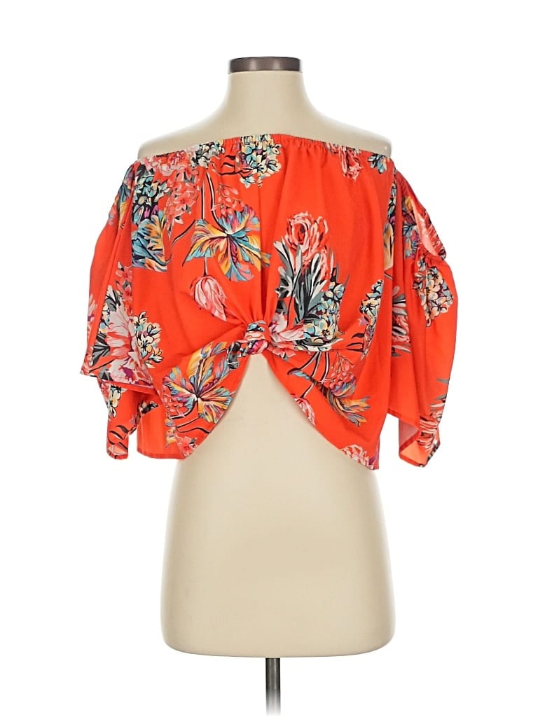 Pre-owned Halife Short Sleeve Blouse In Orange