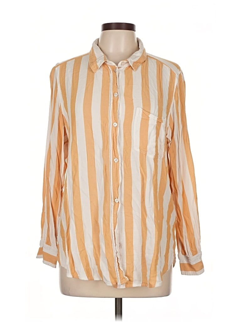 Pre-owned American Eagle Outfitters Long Sleeve Button Down Shirt In Gold