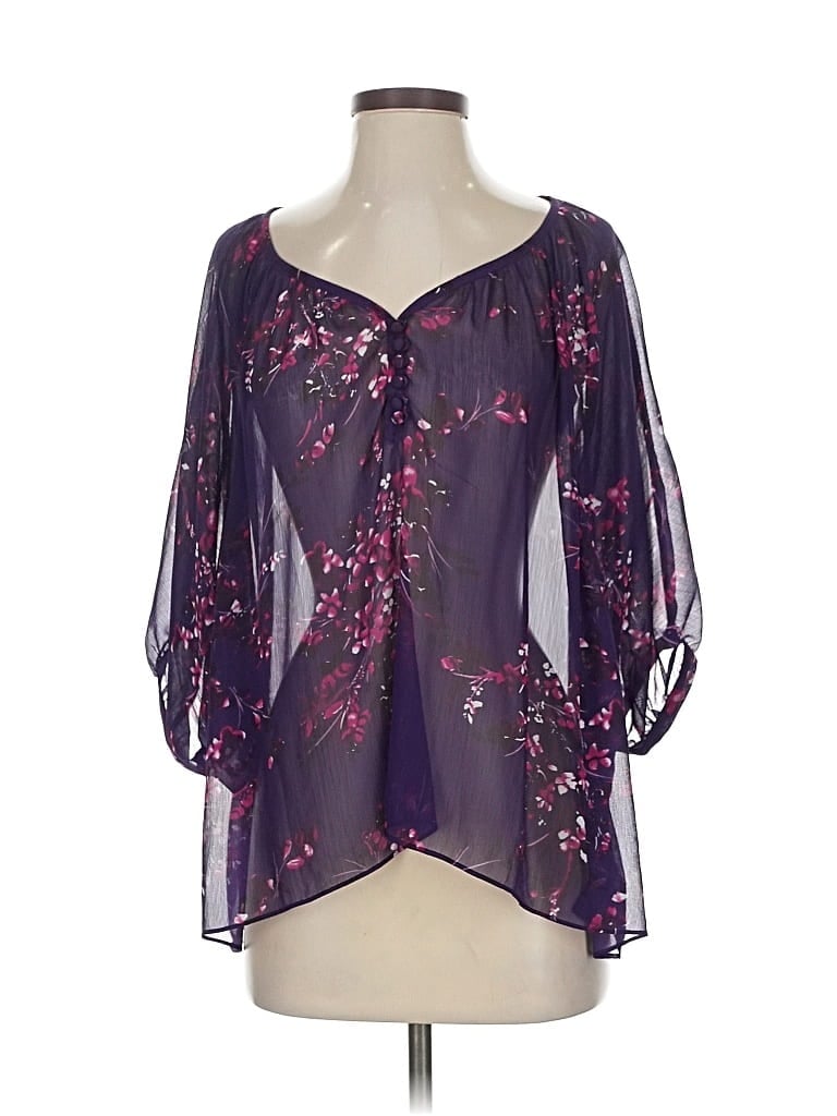Pre-owned Express 3/4 Sleeve Blouse In Purple