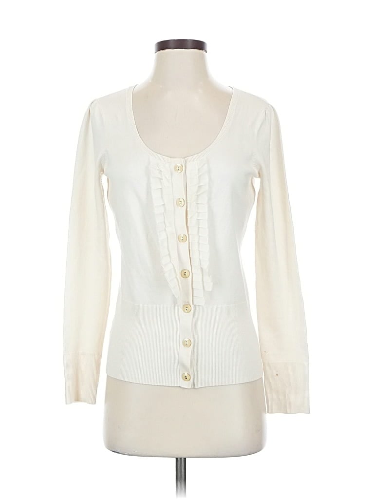Pre-owned Ann Taylor Cardigan Sweater In White