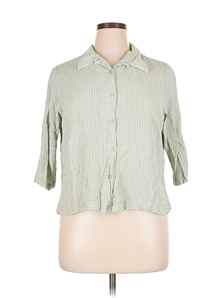 Pre-owned Jones New York Sport 3/4 Sleeve Button Down Shirt In Green