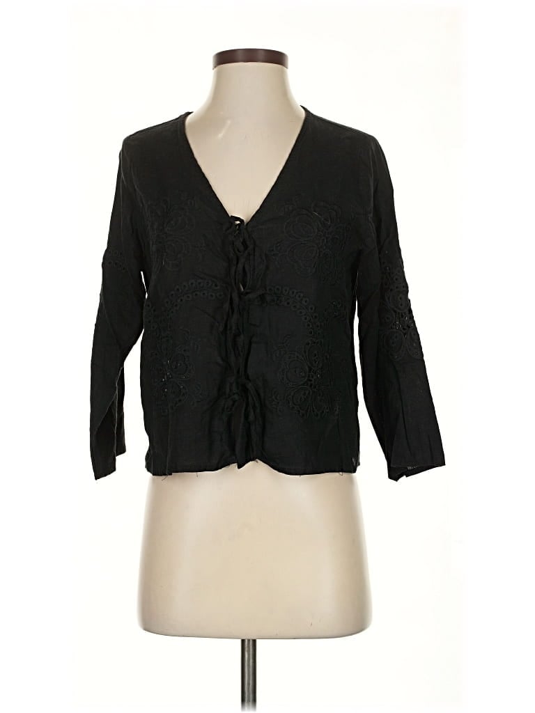 Pre-owned Christian Siriano New York 3/4 Sleeve Blouse In Black