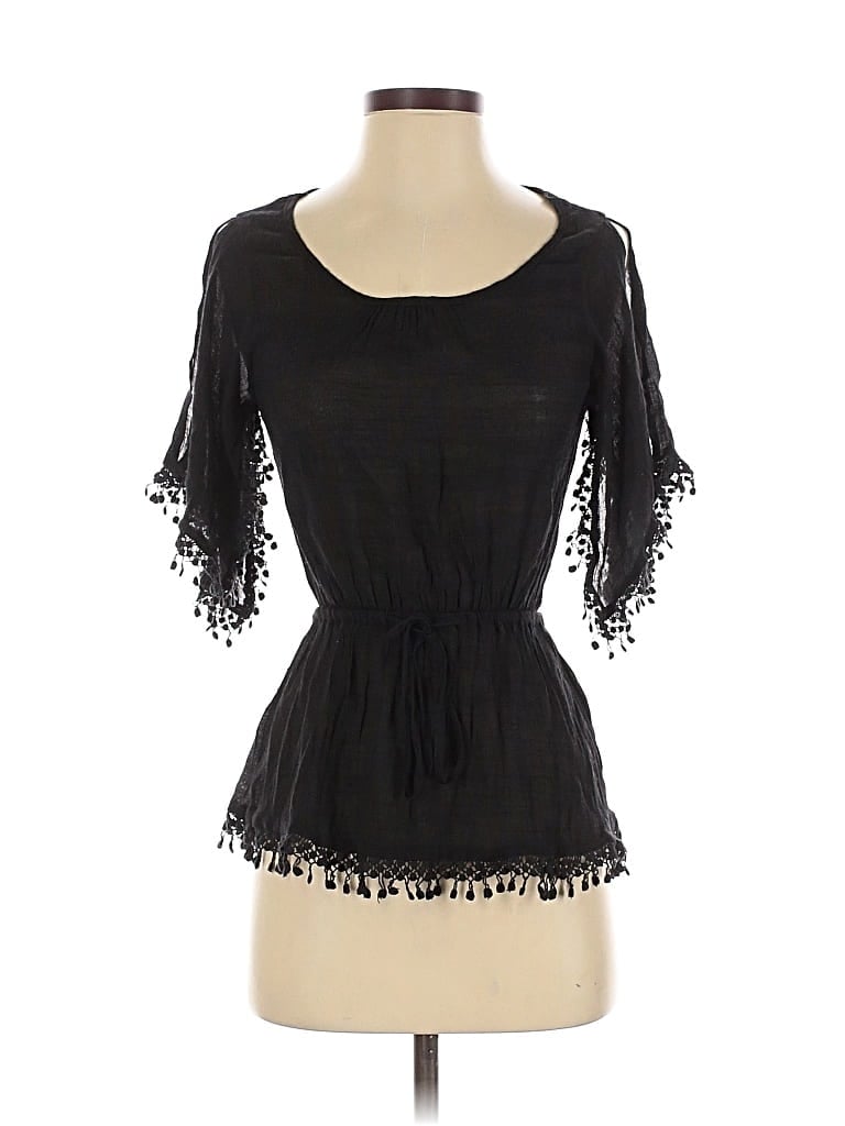 Pre-owned Double Zero Short Sleeve Blouse In Black