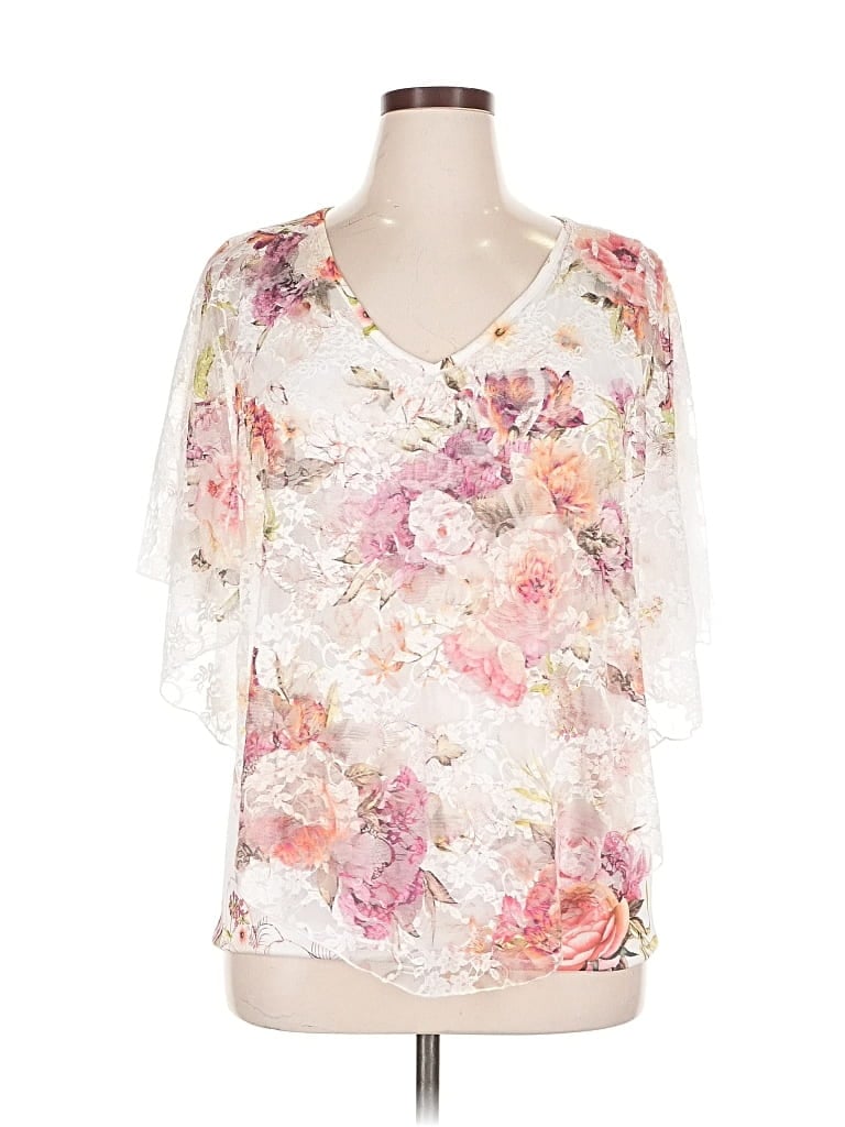 Pre-owned Brittany Black 3/4 Sleeve Blouse In White