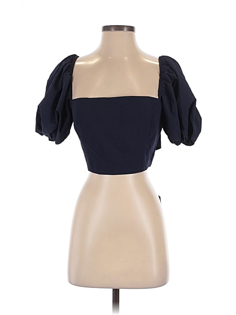 Love, Bonito Short Sleeve Top Blue Strapless Neckline Tops