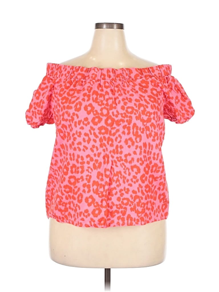 Pre-owned New York And Company Short Sleeve Blouse In Pink