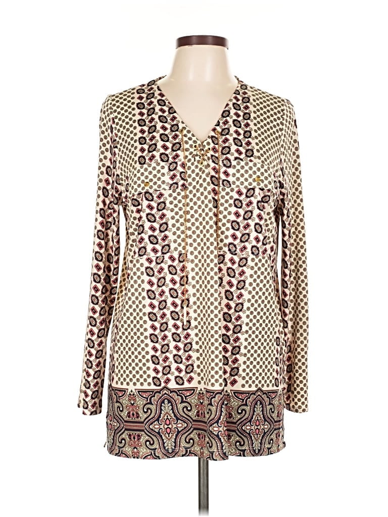 Pre-owned Bcbgmaxazria Long Sleeve Blouse In White