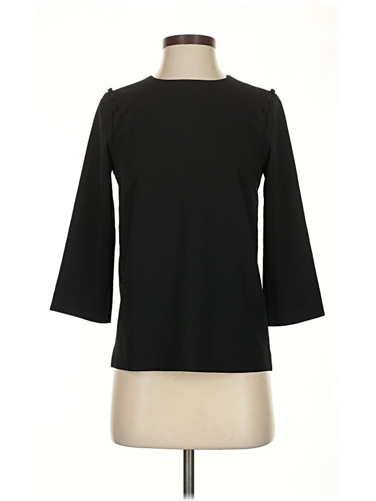 Pre-owned & Other Stories 3/4 Sleeve Top Black Solid Pattern Boatneck Tops
