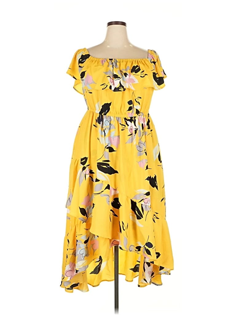 Pre-owned Lane Bryant Casual Dress In Yellow