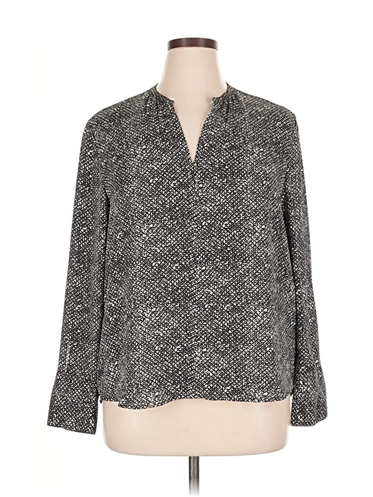 Pre-owned Calvin Klein Long Sleeve Blouse In Gray