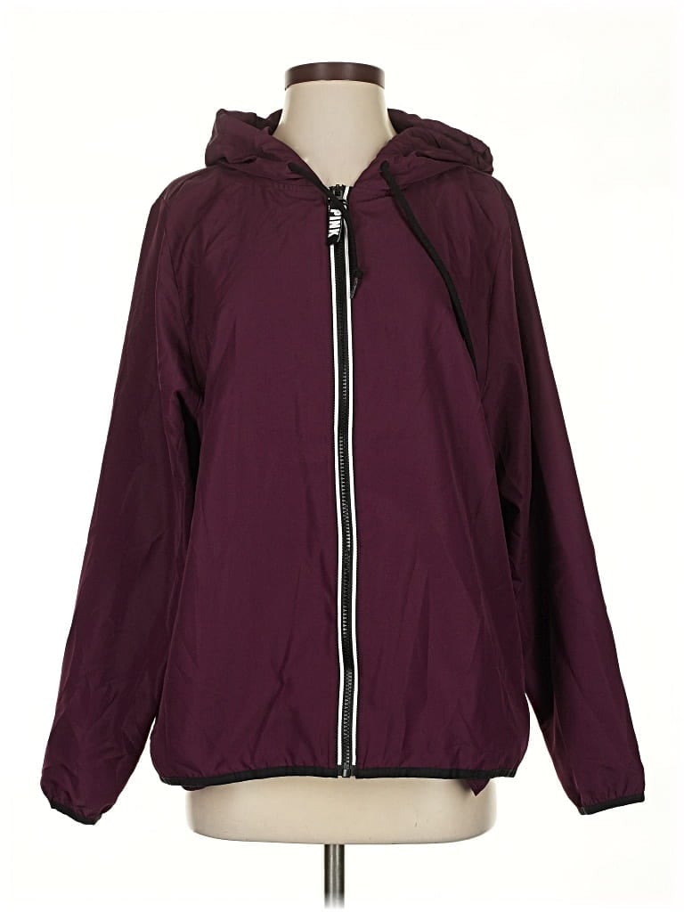 Pre-owned Victoria's Secret Pink Windbreaker Jacket In Burgundy