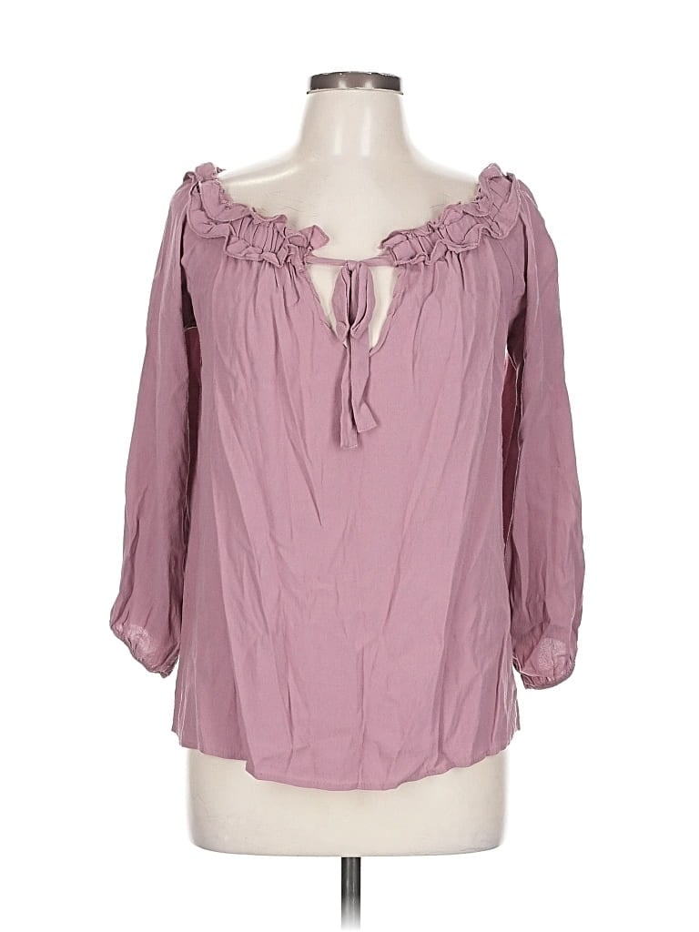 Pre-owned Hummingbird 3/4 Sleeve Blouse In Purple