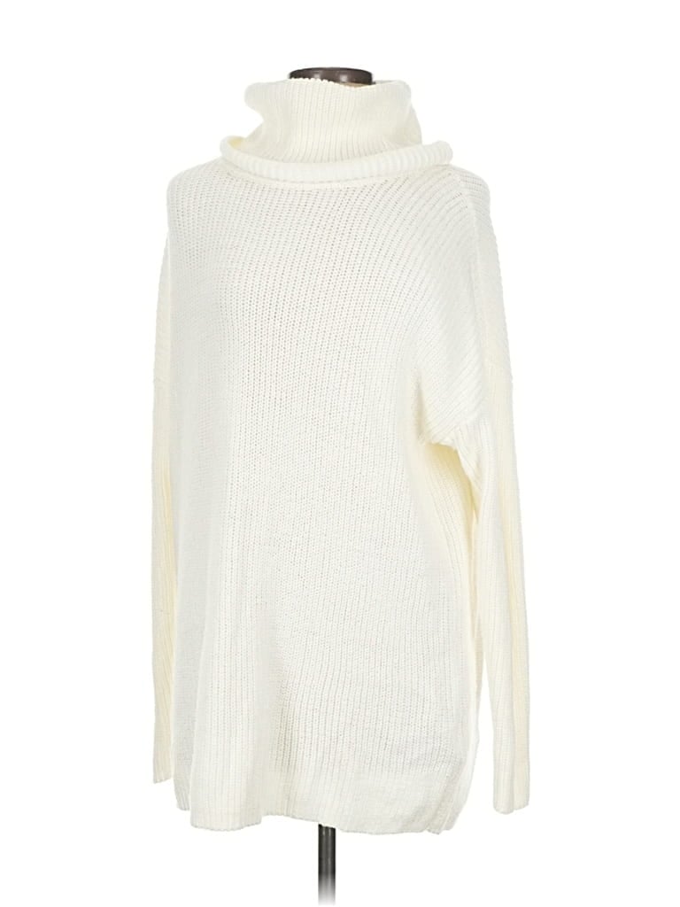 Pre-owned Halogen Turtleneck Sweater In White
