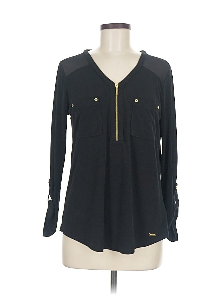 Pre-owned Ellen Tracy Long Sleeve Blouse In Black