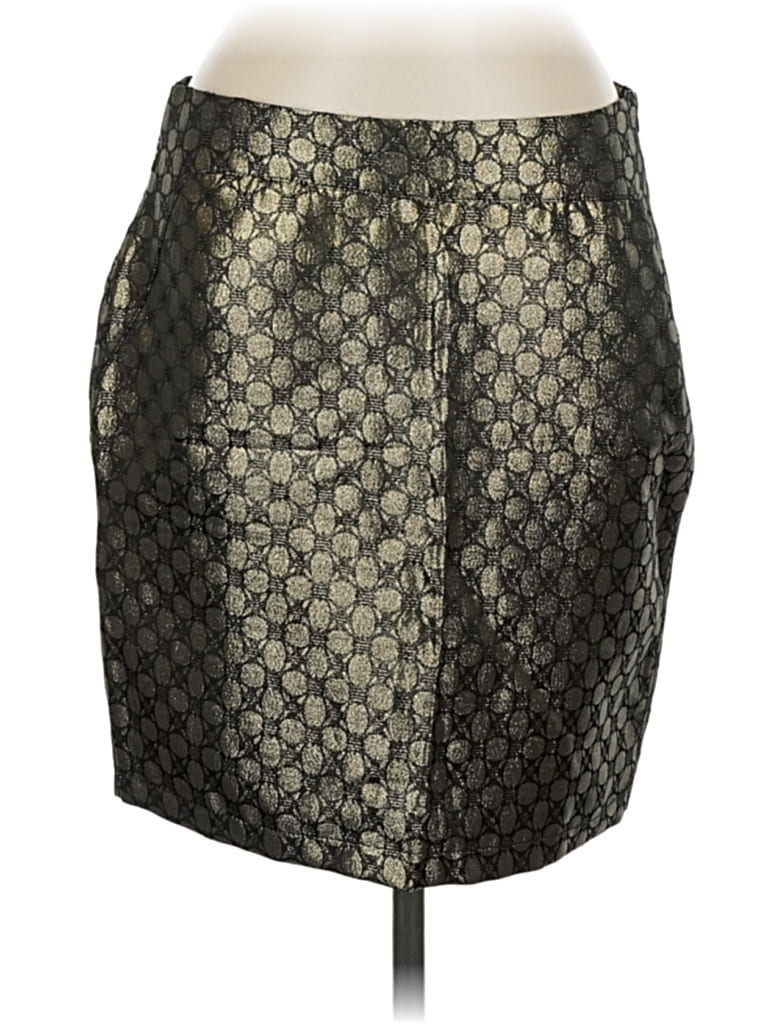 Pre-owned Max Studio Faux Leather Skirt In Gold