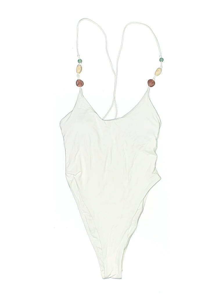 Pre-owned Fashion Nova One Piece Swimsuit In White