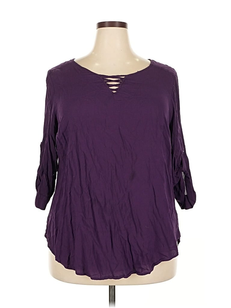 Pre-owned Torrid 3/4 Sleeve Blouse In Purple