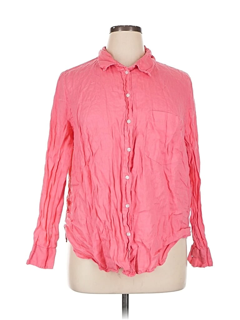 Pre-owned H&m Long Sleeve Button Down Shirt In Pink