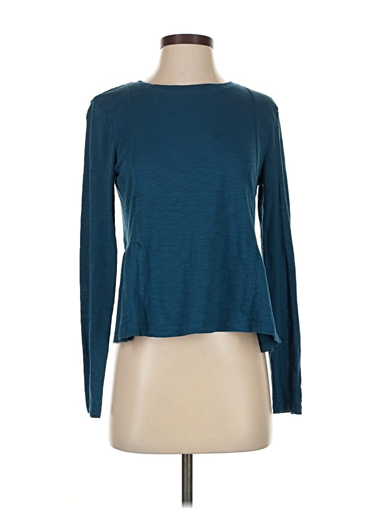 Pre-owned Superdry Long Sleeve Top Teal Crew Neck Tops In Blue