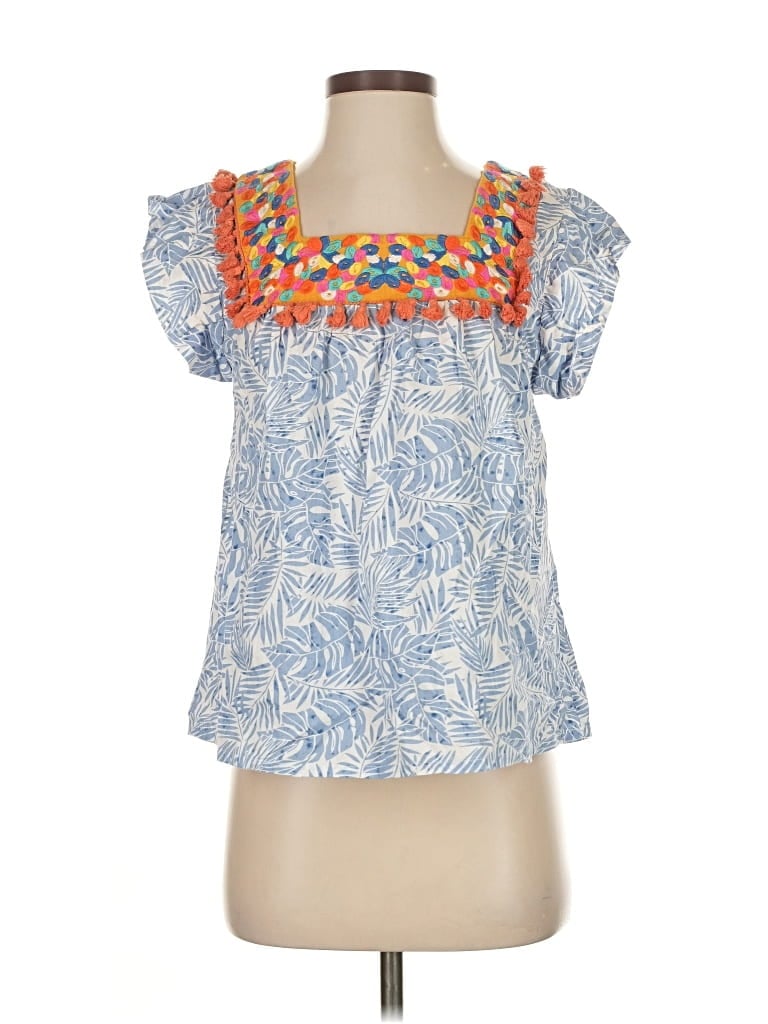 Pre-owned Thml Short Sleeve Blouse In Blue