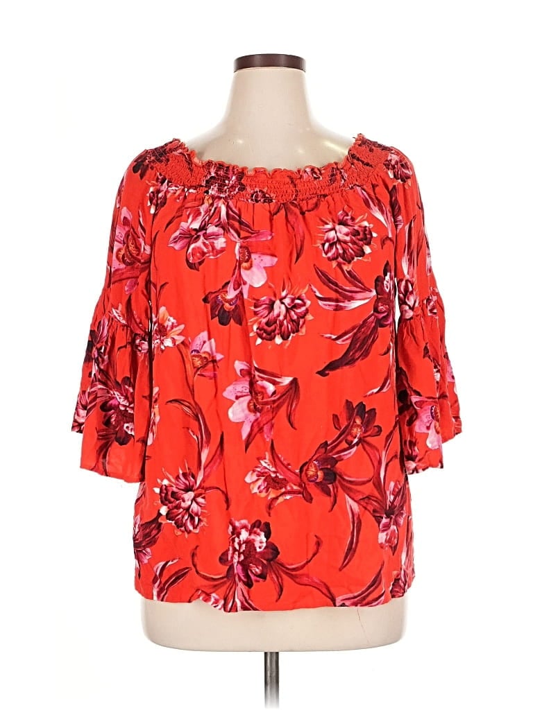 Pre-owned New Look 3/4 Sleeve Blouse In Red