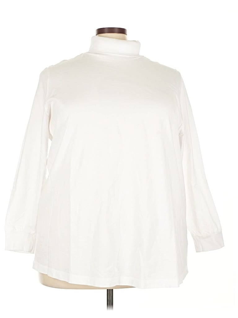 Pre-owned Woman Within Long Sleeve Turtleneck In White