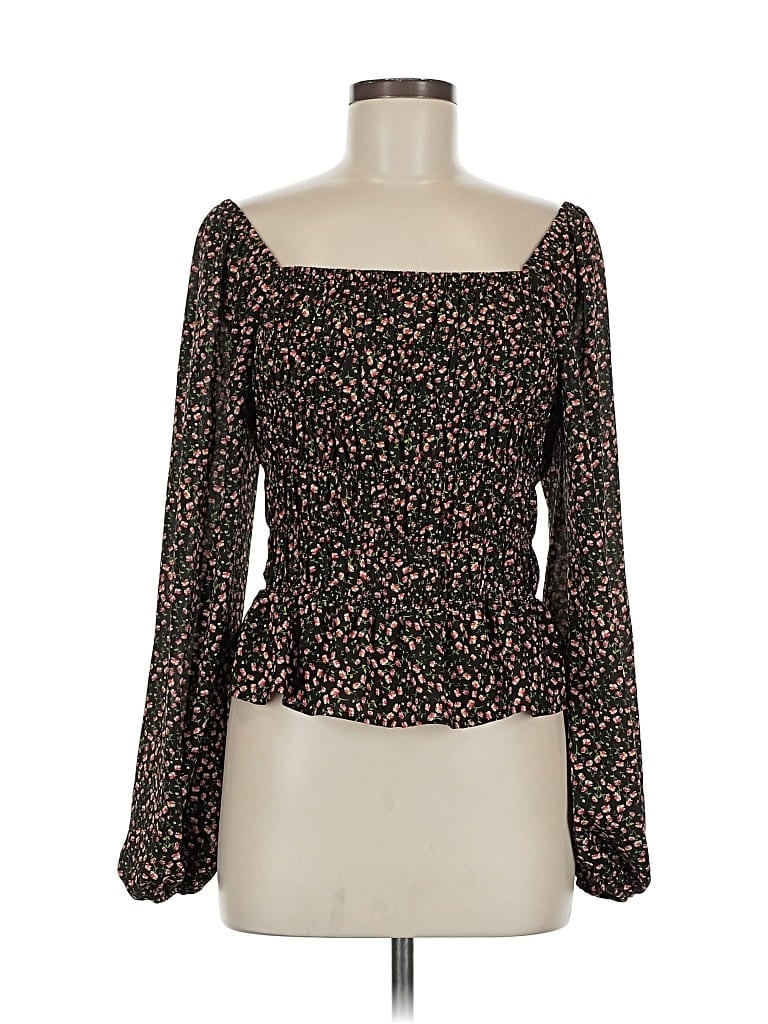 Pre-owned Sienna Sky Long Sleeve Blouse In Black