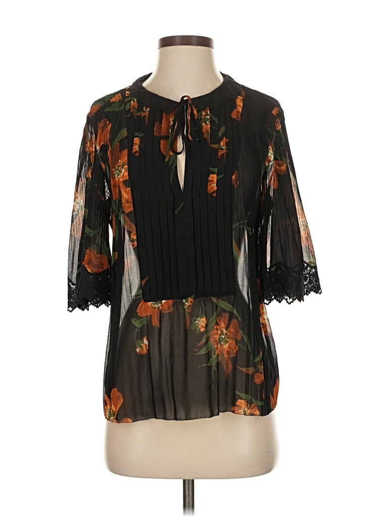 Pre-owned Wilfred 3/4 Sleeve Blouse In Black