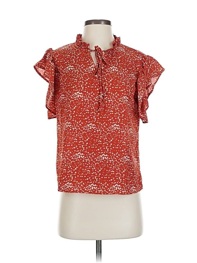 Pre-owned Unbranded Short Sleeve Blouse In Red