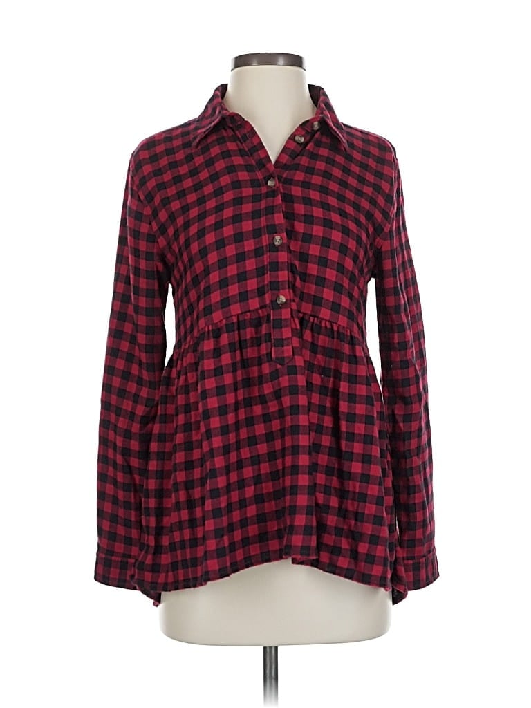 Pre-owned American Eagle Outfitters Long Sleeve Blouse In Burgundy