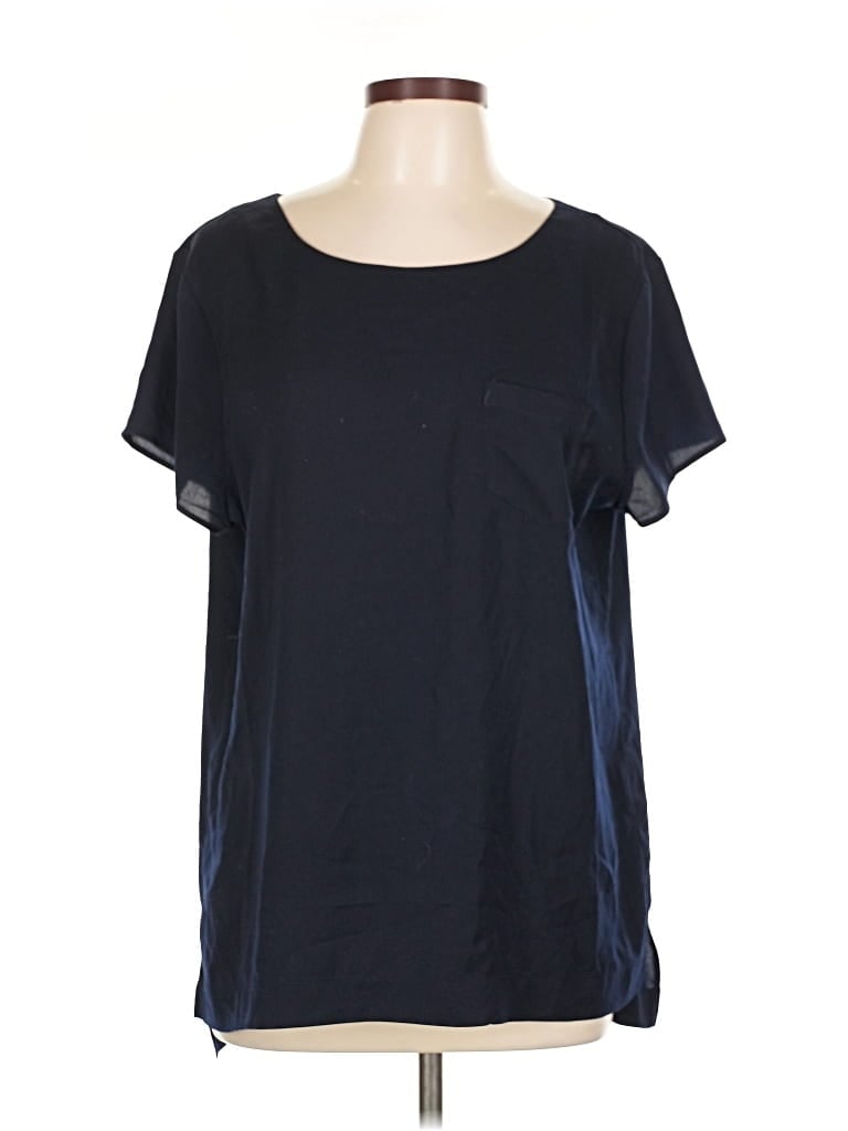 Pre-owned J.crew Factory Store Short Sleeve Top Black Crew Neck Tops