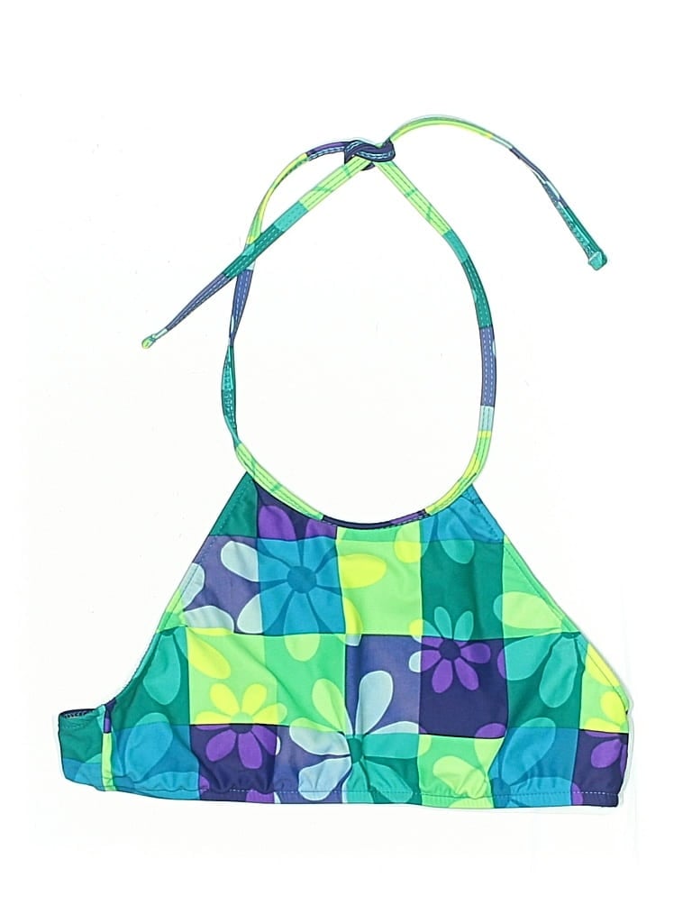 Pre-owned Citrus Swimsuit Top Green Print Pattern Swimwear
