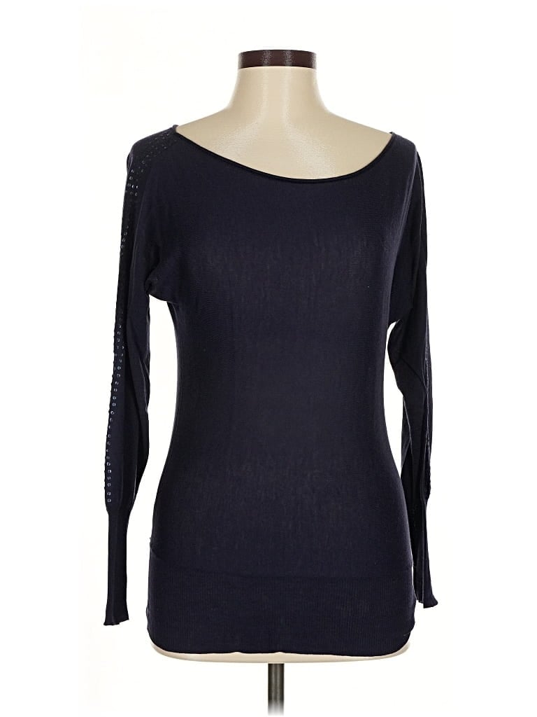 Pre-owned Bcbgmaxazria Silk Pullover Sweater In Blue