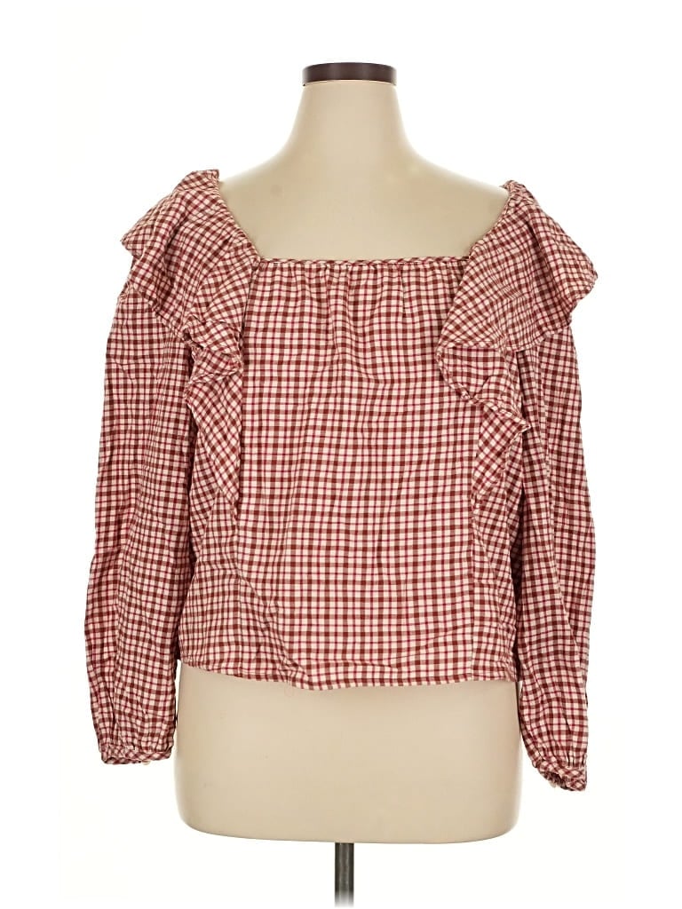 Pre-owned J.crew Factory Store 3/4 Sleeve Blouse In Red