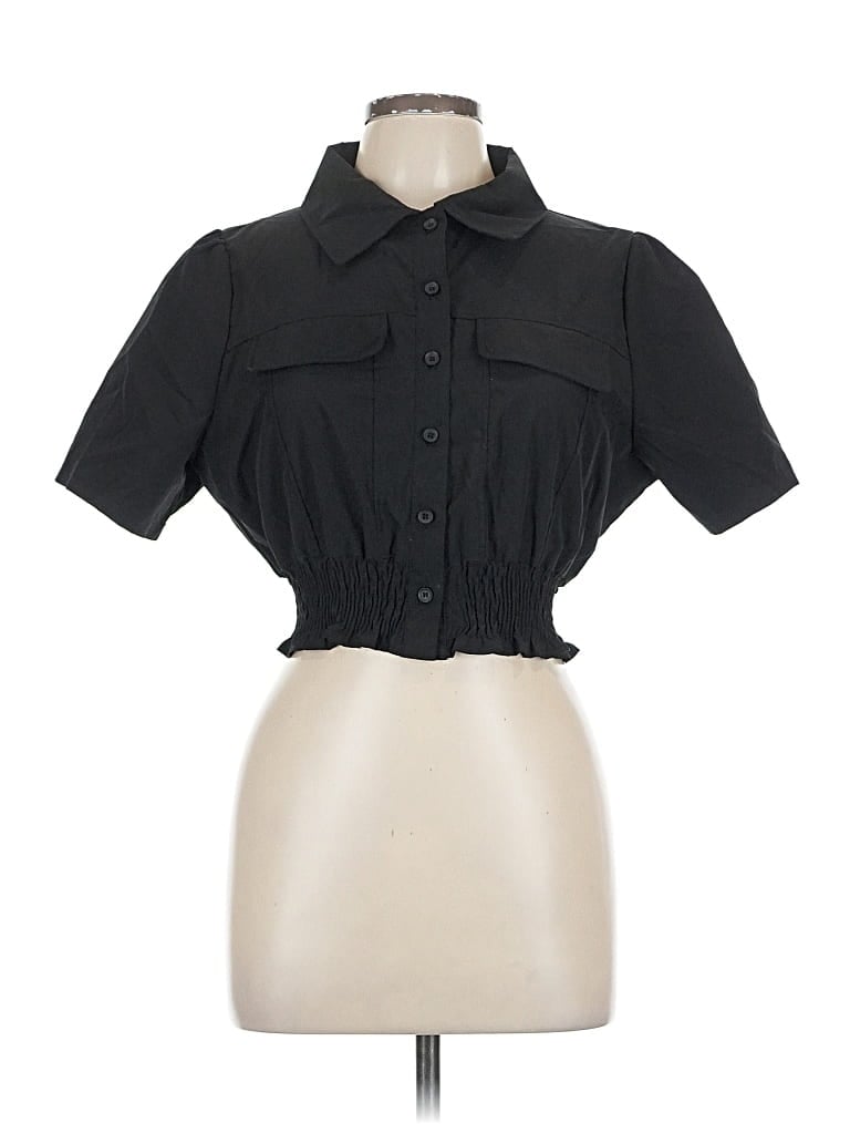 Pre-owned Chocolate Short Sleeve Blouse In Black