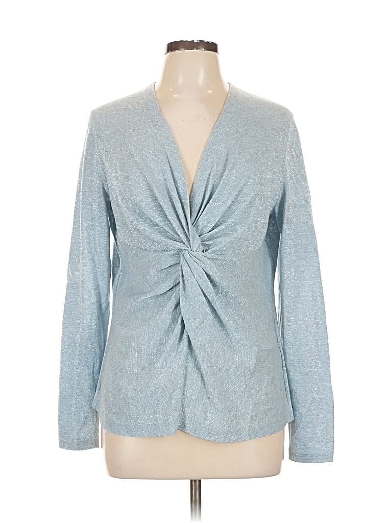 Pre-owned Lafayette 148 Long Sleeve Blouse In Blue
