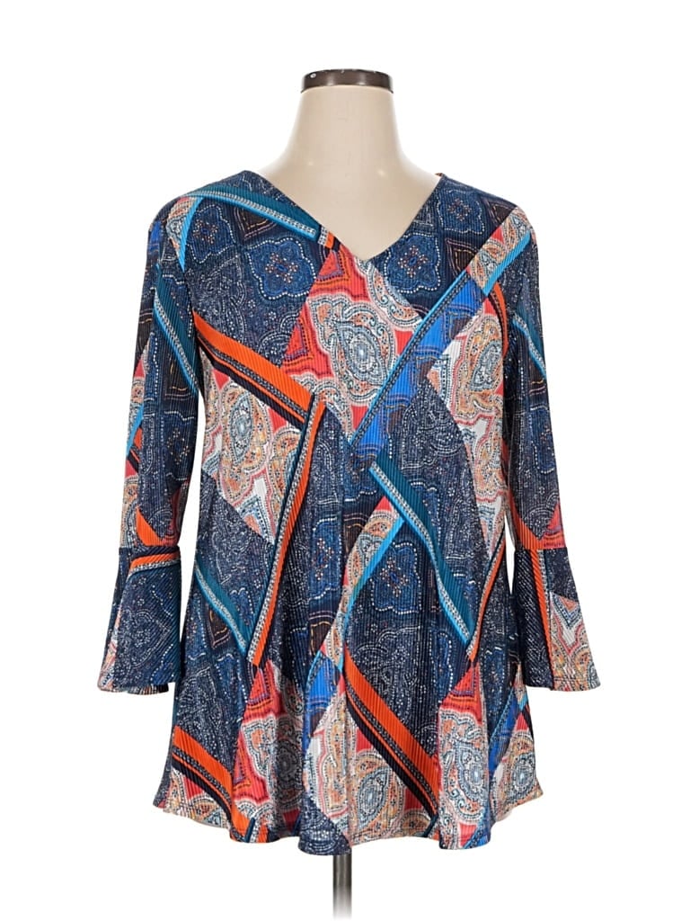Pre-owned New Directions 3/4 Sleeve Blouse In Blue
