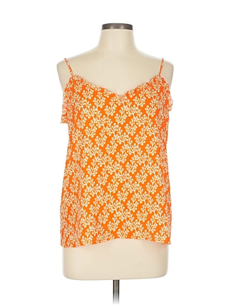 Pre-owned Ann Taylor Loft Tank Top Orange One Shoulder Neckline Tops