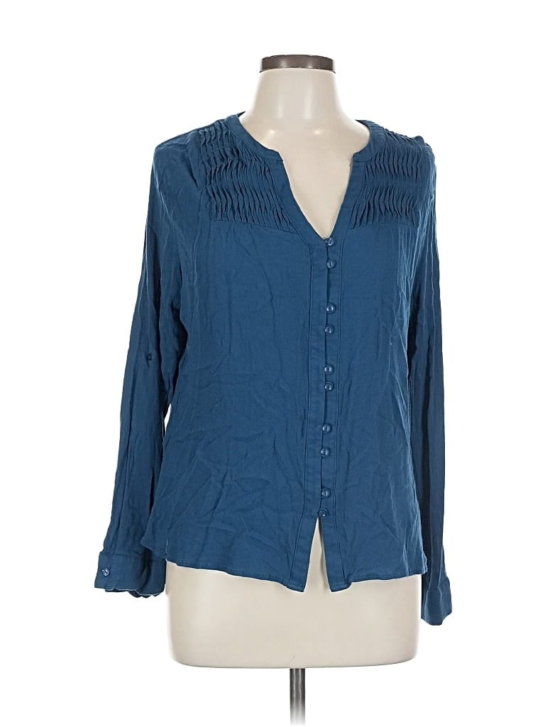 Pre-owned Skies Are Blue Long Sleeve Blouse In Blue