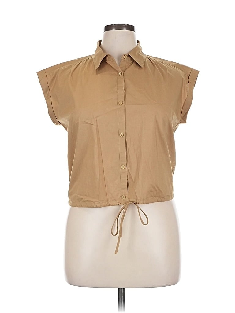 Pre-owned Lucky Brand Sleeveless Button Down Shirt In Brown