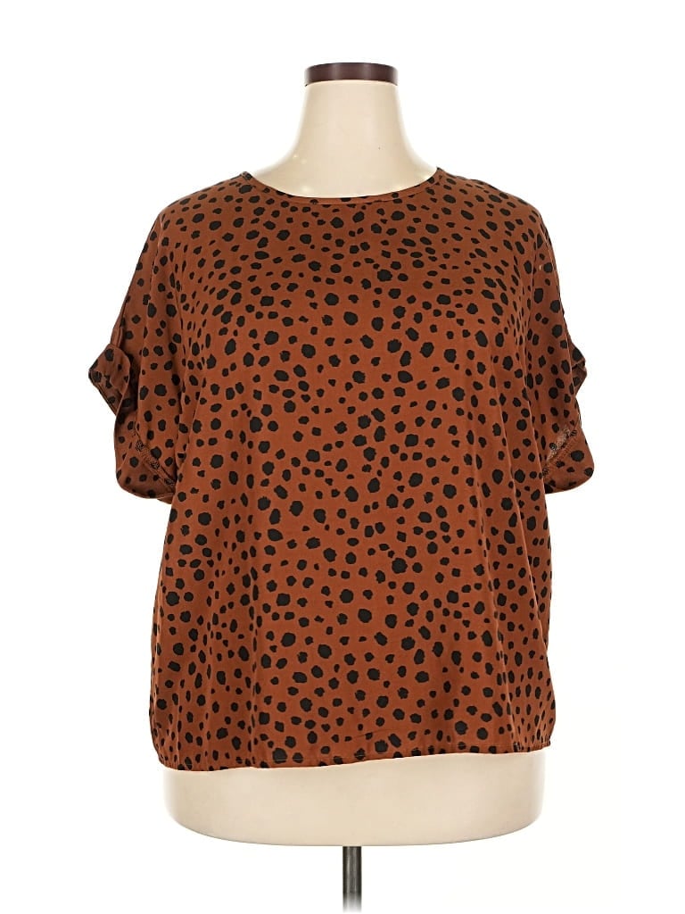 Pre-owned Emery Rose Short Sleeve Blouse In Brown