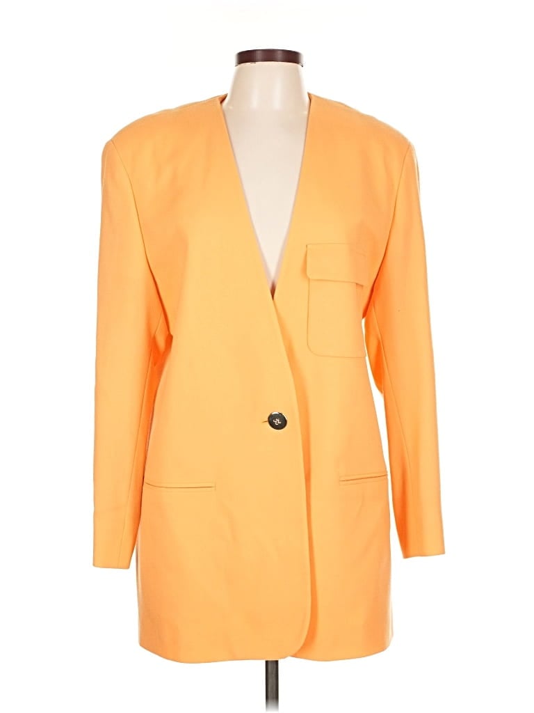 Pre-owned Linda Allard Ellen Tracy Wool Blazer Jacket In Orange
