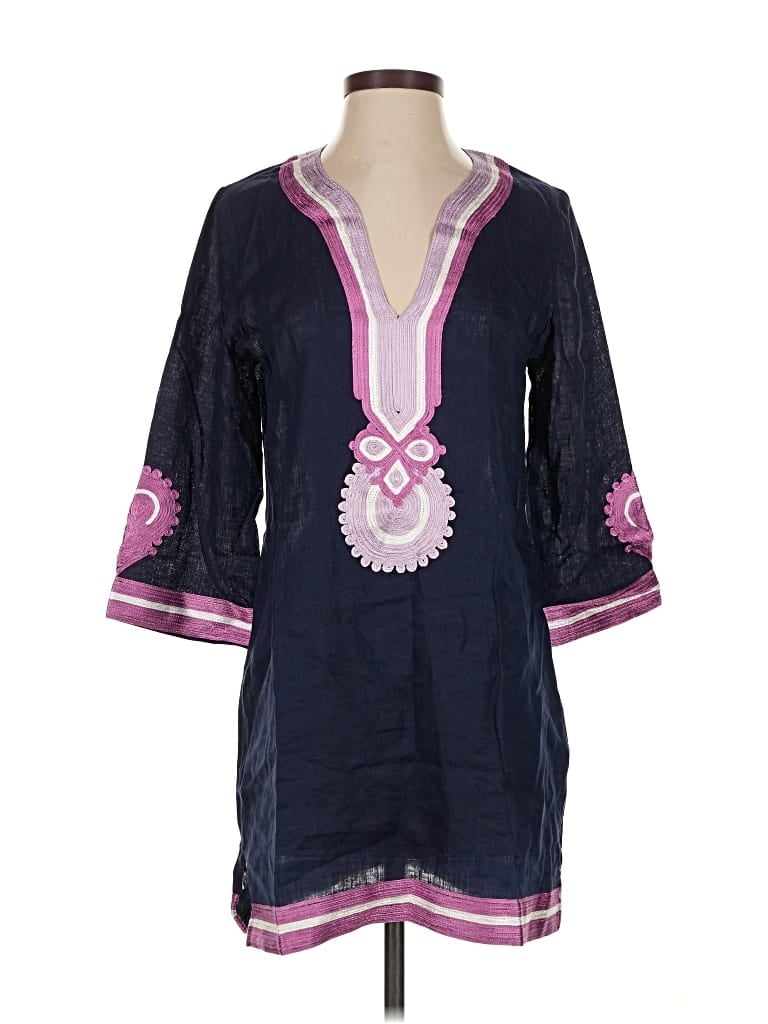 Pre-owned Calypso St Barth 3/4 Sleeve Blouse In Blue